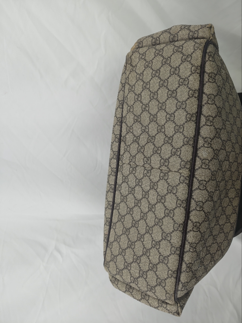 Gucci Beige Monogram Canvas Shoulder Bag with Brown Trim - Picture 7 of 16